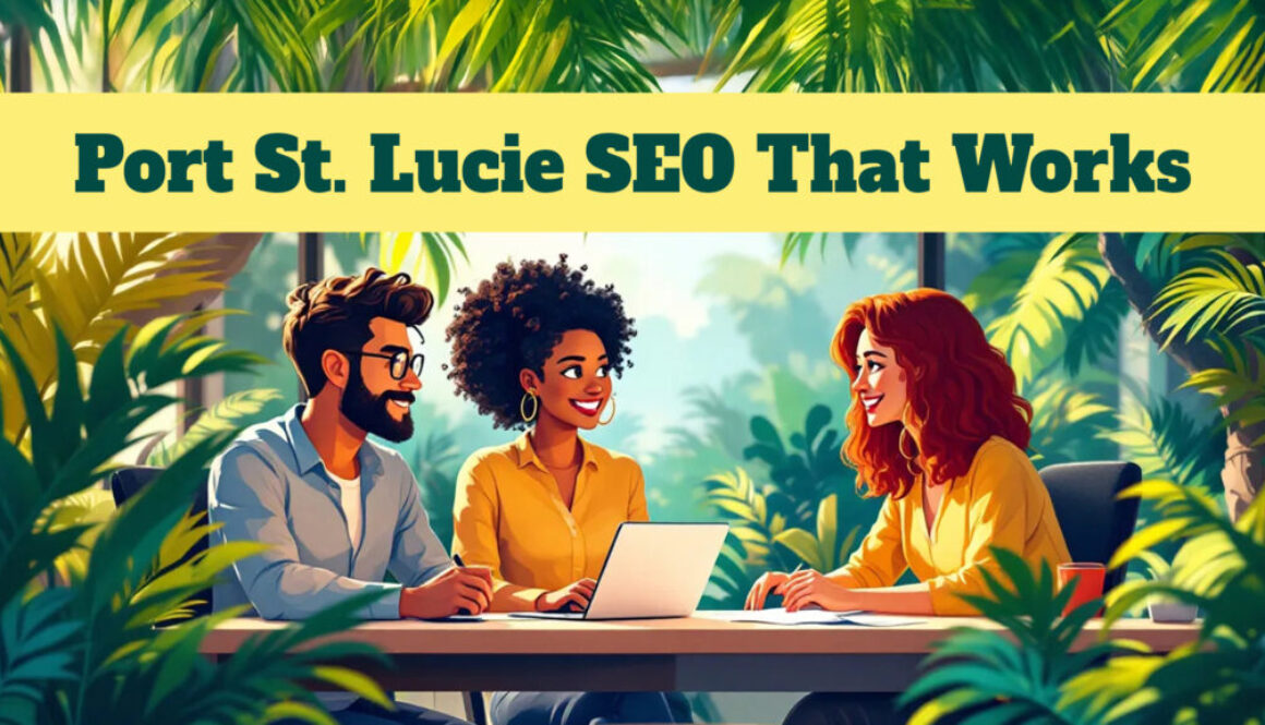 Local business owner using laptop to improve website SEO rankings in Port Saint Lucie, Florida with focus on Google search results and digital marketing strategy Local business owner using laptop to improve website SEO rankings in Port Saint Lucie, Florida with focus on Google search results and digital marketing strategy